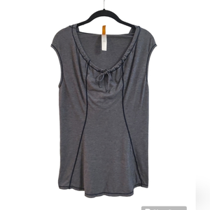 Lucy Women's Grey Cap Sleeve‎ Scoop Neck Hoodie Shirt XS